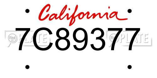 7C89377 California License Plate