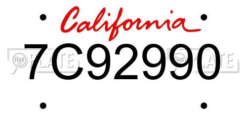 7C92990 California License Plate