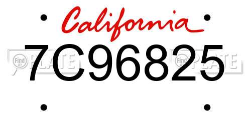 7C96825 California License Plate