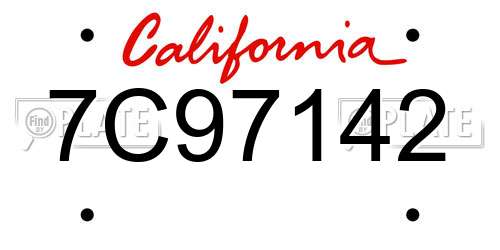 7C97142 California License Plate