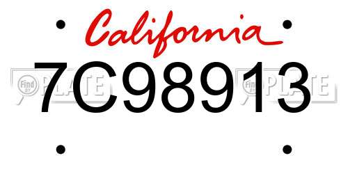 7C98913 California License Plate