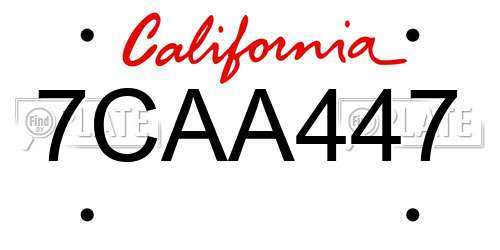 7CAA447 California License Plate