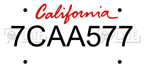 7CAA577 California License Plate