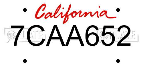 7CAA652 California License Plate