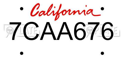 7CAA676 California License Plate