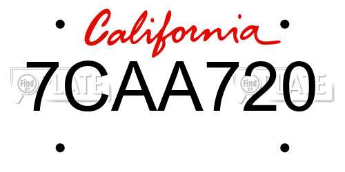 7CAA720 California License Plate