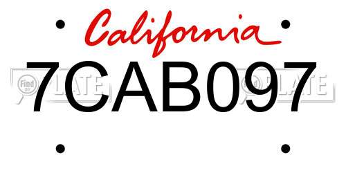 7CAB097 California License Plate