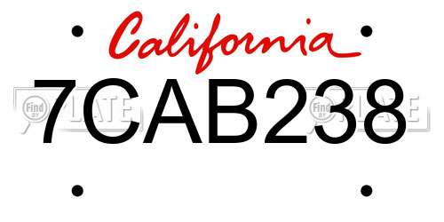 7CAB238 California License Plate