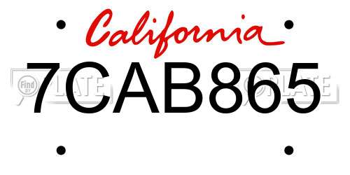 7CAB865 California License Plate