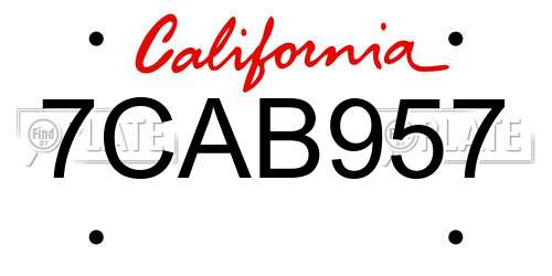 7CAB957 California License Plate