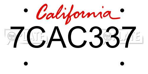 7CAC337 California License Plate