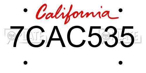 7CAC535 California License Plate