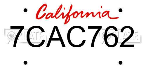 7CAC762 California License Plate