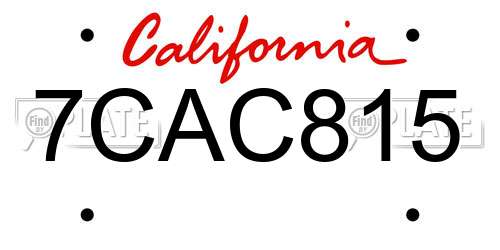 7CAC815 California License Plate