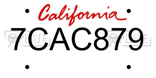 7CAC879 California License Plate