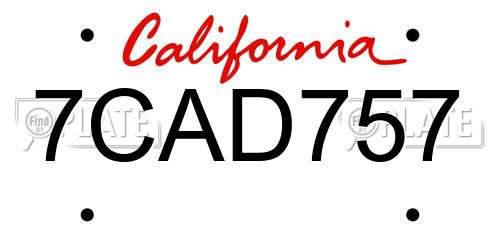 7CAD757 California License Plate