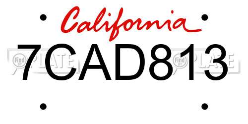 7CAD813 California License Plate