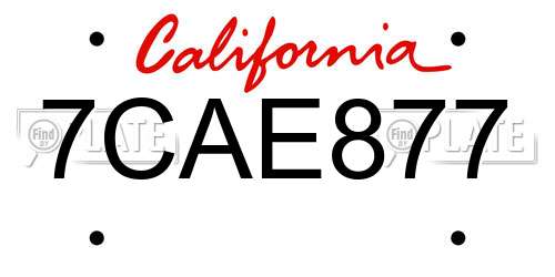 7CAE877 California License Plate