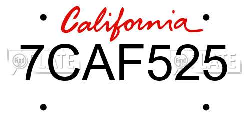 7CAF525 California License Plate