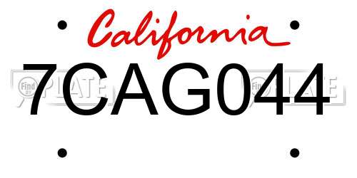 7CAG044 California License Plate