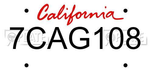7CAG108 California License Plate