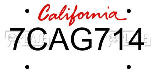7CAG714 California License Plate