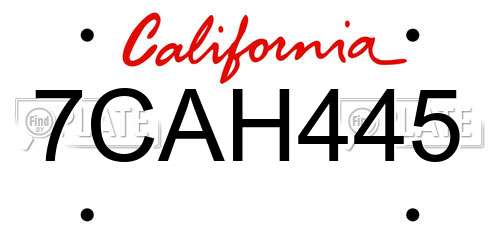 7CAH445 California License Plate