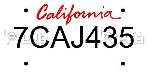 7CAJ435 California License Plate