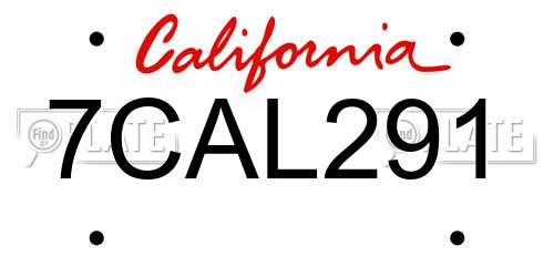 7CAL291 California License Plate
