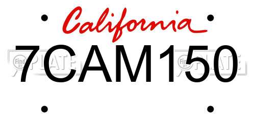 7CAM150 California License Plate