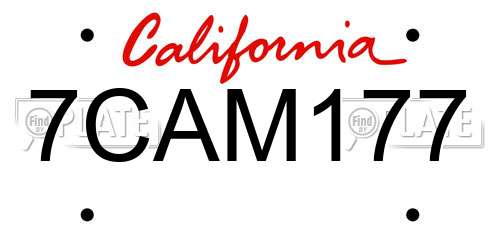 7CAM177 California License Plate