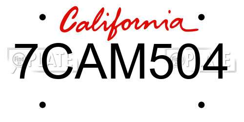7CAM504 California License Plate
