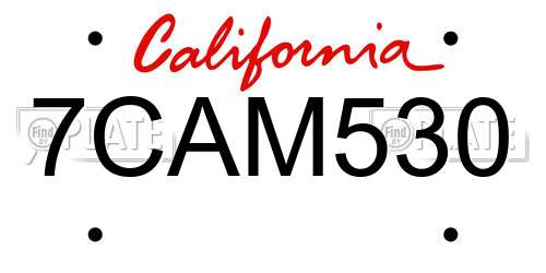 7CAM530 California License Plate