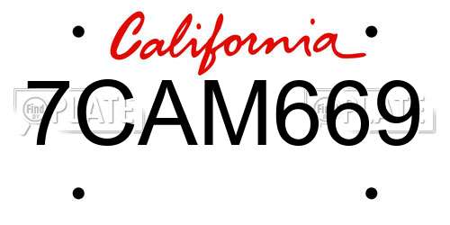 7CAM669 California License Plate