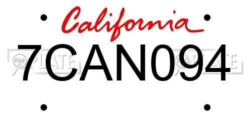 7CAN094 California License Plate