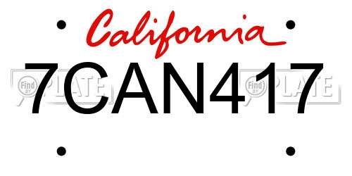 7CAN417 California License Plate