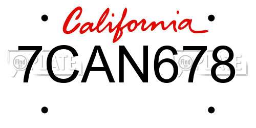 7CAN678 California License Plate