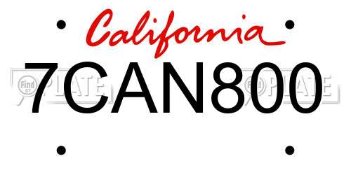 7CAN800 California License Plate