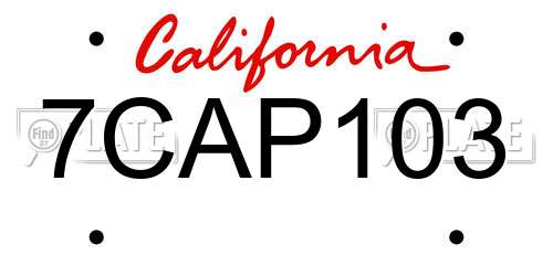 7CAP103 California License Plate