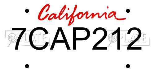 7CAP212 California License Plate