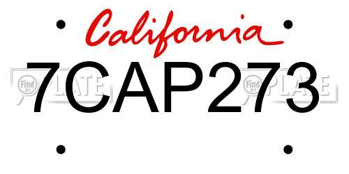 7CAP273 California License Plate