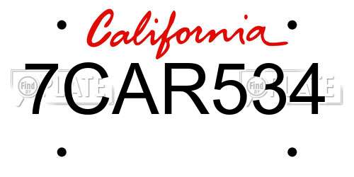 7CAR534 California License Plate