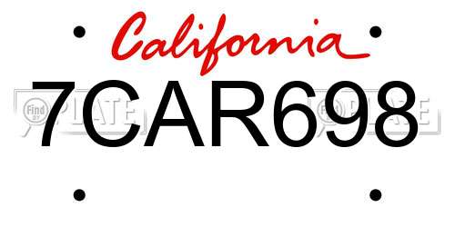 7CAR698 California License Plate