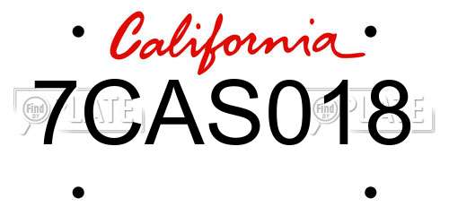 7CAS018 California License Plate