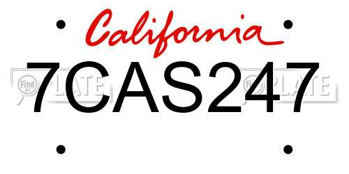7CAS247 California License Plate