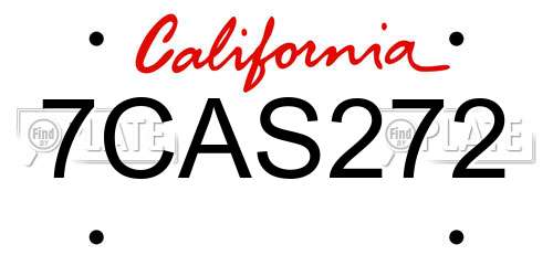 7CAS272 California License Plate