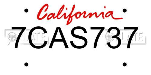 7CAS737 California License Plate