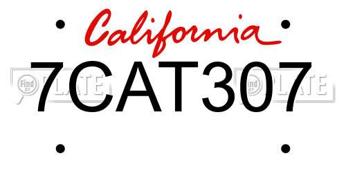7CAT307 California License Plate