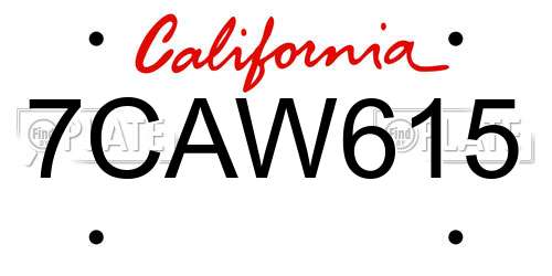 7CAW615 California License Plate