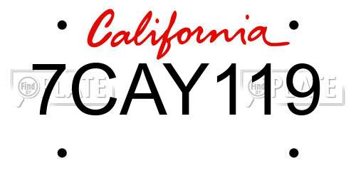 7CAY119 California License Plate